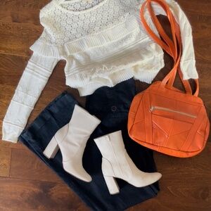 🧡✌️ 60s 70s vintage orange leather purse bag